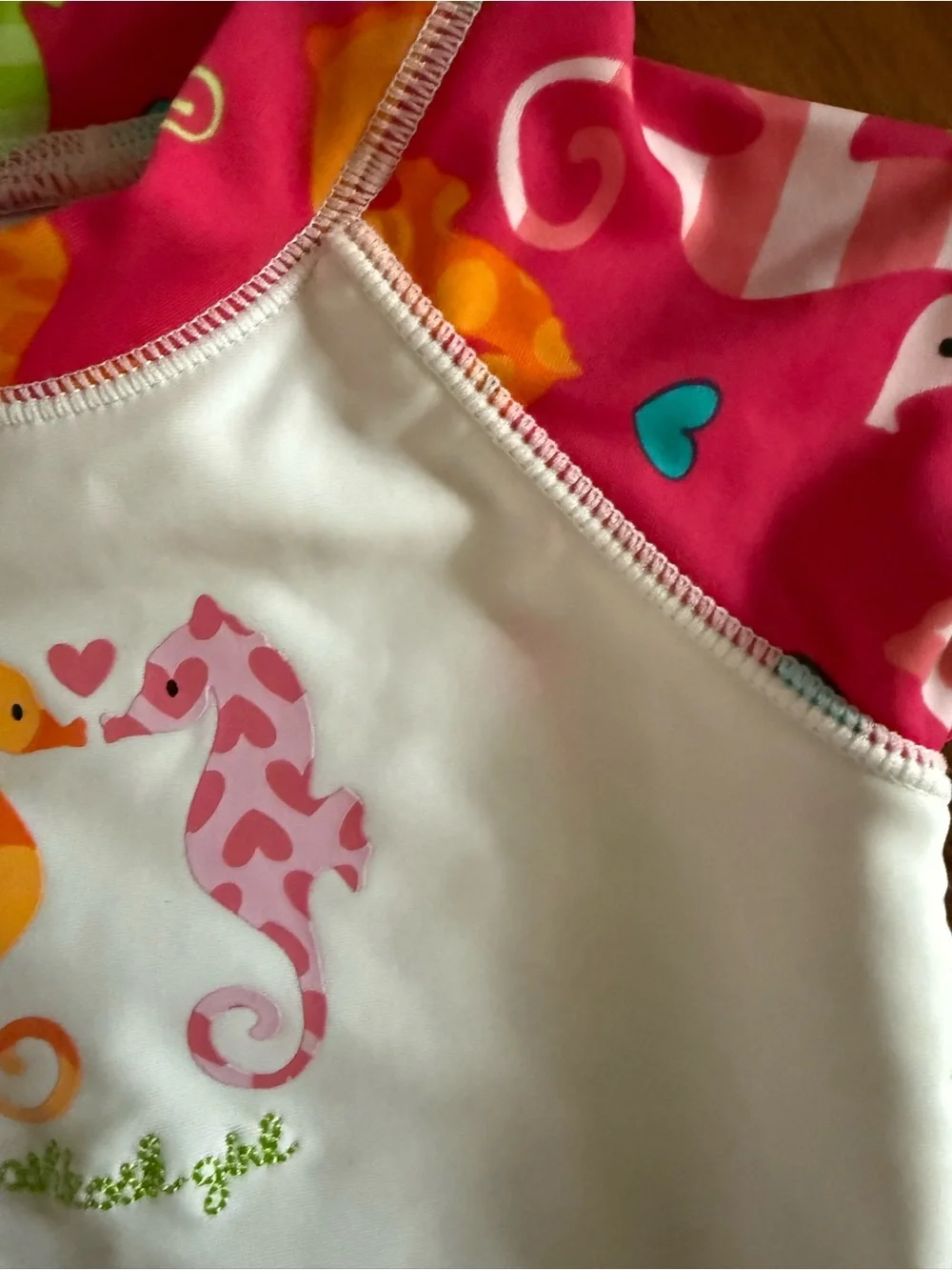 Oshkosh b’gosh girl swim rashguard 3/6 month sea horses
